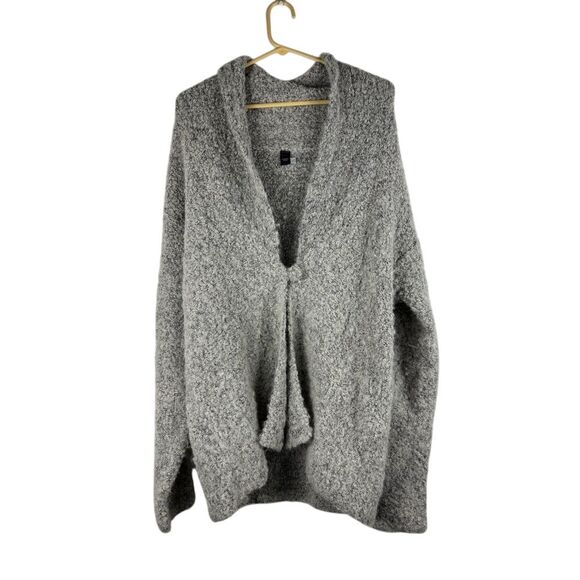 Tey Art Inc Gray Cardigan‎ XL Alpaca Wool Blend Fuzzy...